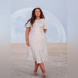 NWT JessaKae Silver Sequin Midi Dress size 2x